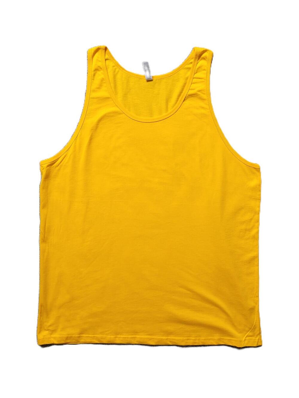 Canvas Men's Large Tank Top Yellow Sleeveless Shirt Cotton Casual Summer Tee NEW